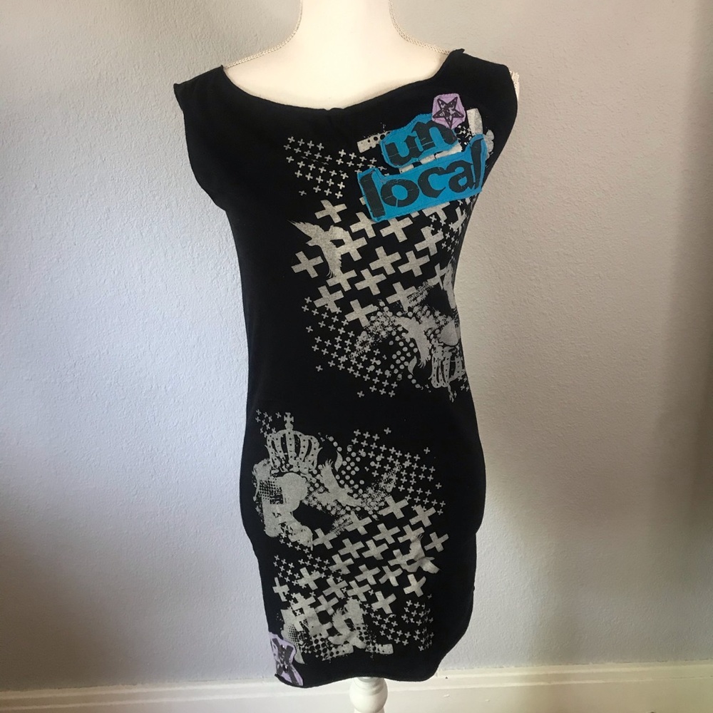 Unlocal Black & Gray Patch Dress
